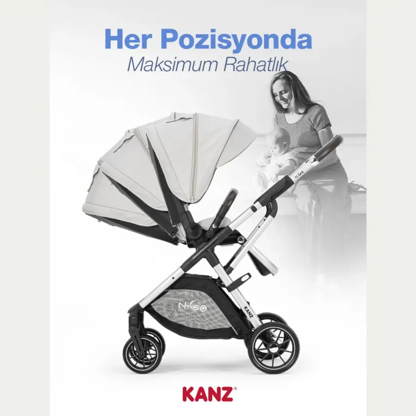 Kanz N-Go Çift Yönlü Tek Elle Katlanabilen Travel Sistem Bebek Arabası Bej - 24