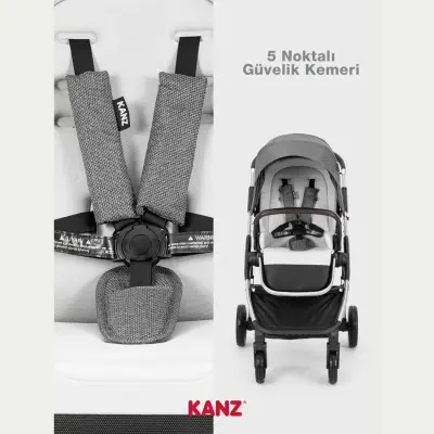 Kanz N-Go Çift Yönlü Tek Elle Katlanabilen Travel Sistem Bebek Arabası Gri - 11