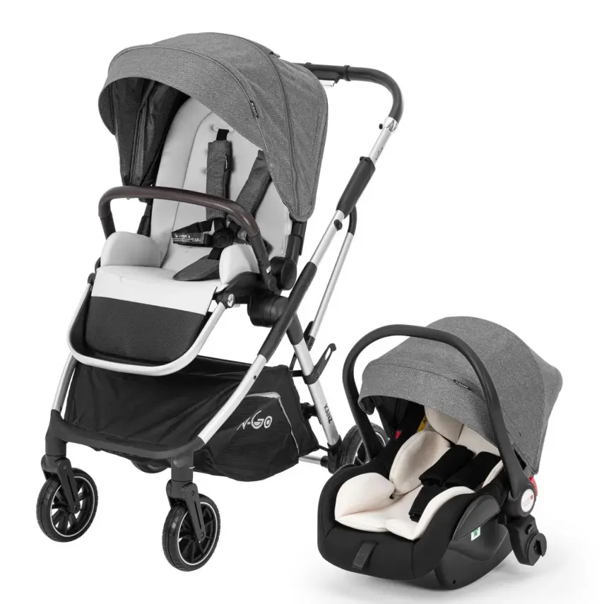 Kanz N-Go Çift Yönlü Tek Elle Katlanabilen Travel Sistem Bebek Arabası Gri - 1