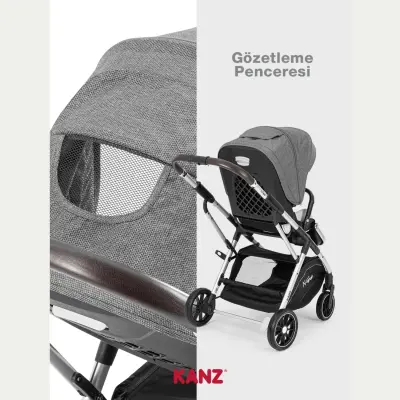 Kanz N-Go Çift Yönlü Tek Elle Katlanabilen Travel Sistem Bebek Arabası Gri - 18