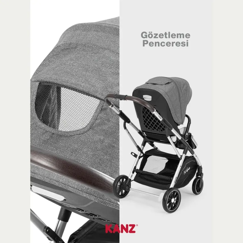 Kanz N-Go Çift Yönlü Tek Elle Katlanabilen Travel Sistem Bebek Arabası Gri - 18