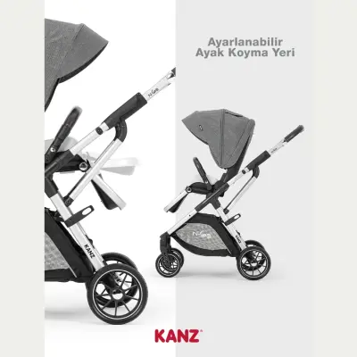 Kanz N-Go Çift Yönlü Tek Elle Katlanabilen Travel Sistem Bebek Arabası Gri - 22