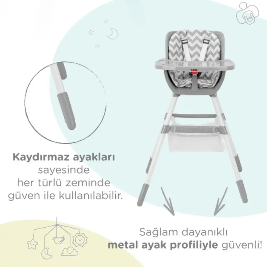 Kanz Seul Sepetli Basic Mama Sandalyesi Gri - 10