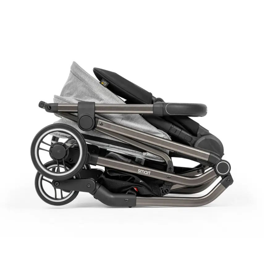 Kanz Smart Çift Yönlü Tek Elle Kapanır Kompakt Travel Sistem Bebek Arabası Gri - 8