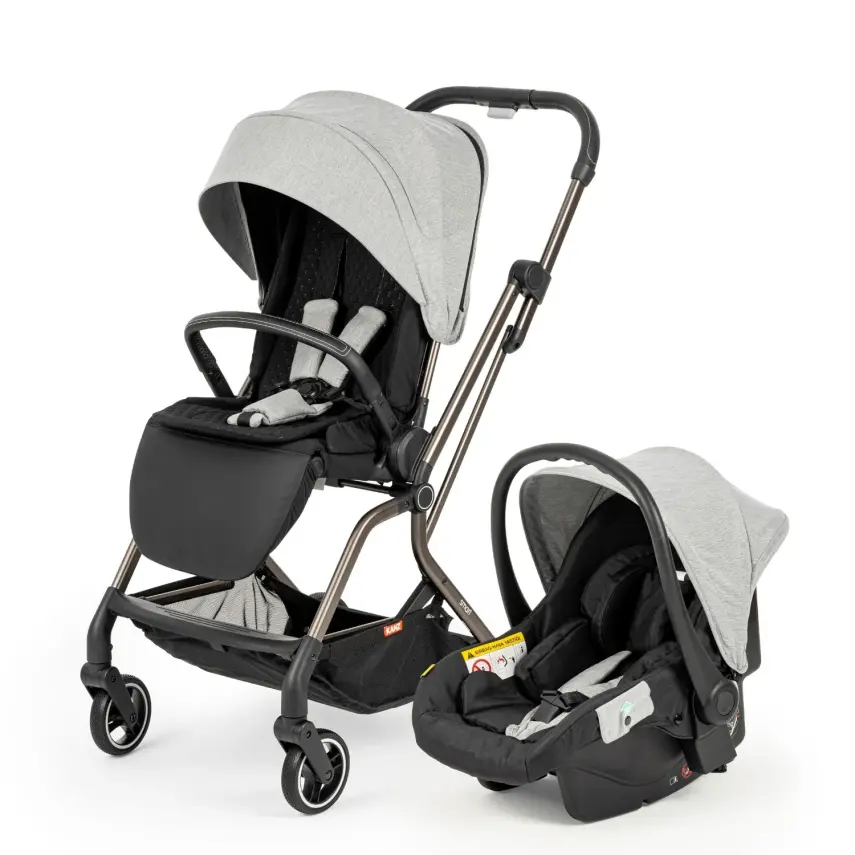 Kanz Smart Çift Yönlü Tek Elle Kapanır Kompakt Travel Sistem Bebek Arabası Gri - 1