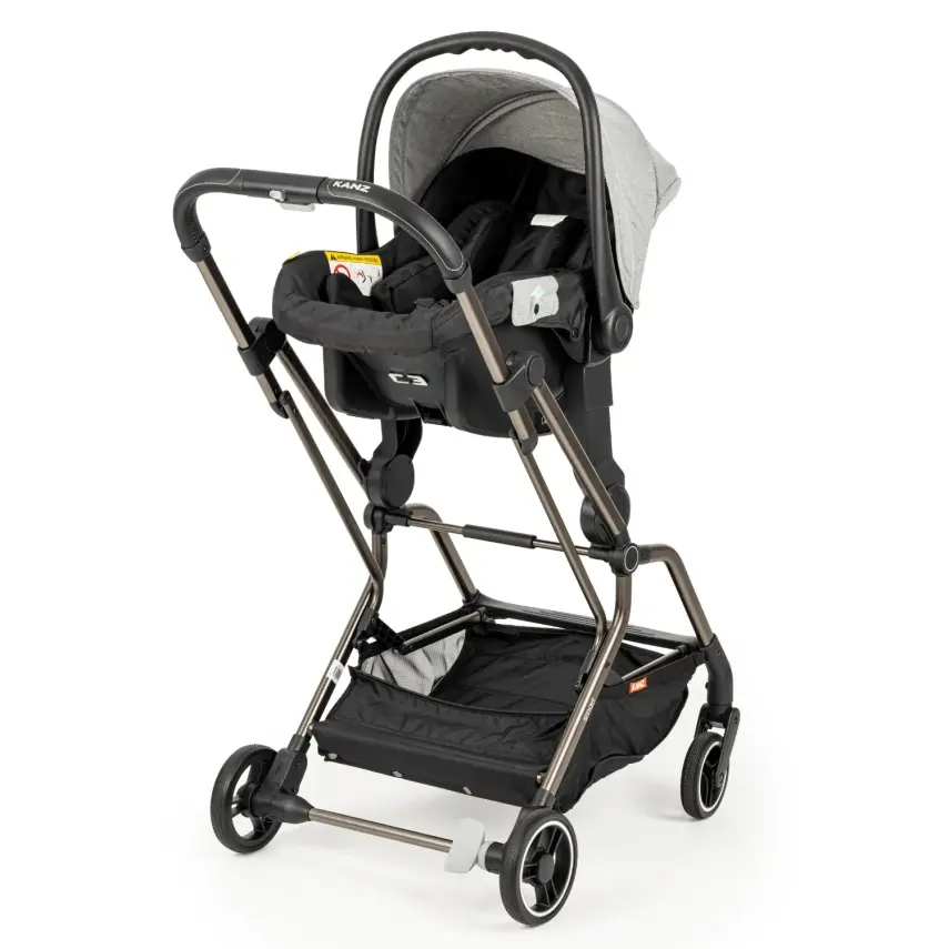 Kanz Smart Çift Yönlü Tek Elle Kapanır Kompakt Travel Sistem Bebek Arabası Gri - 5