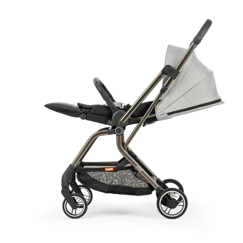Kanz Smart Çift Yönlü Tek Elle Kapanır Kompakt Travel Sistem Bebek Arabası Gri - 9