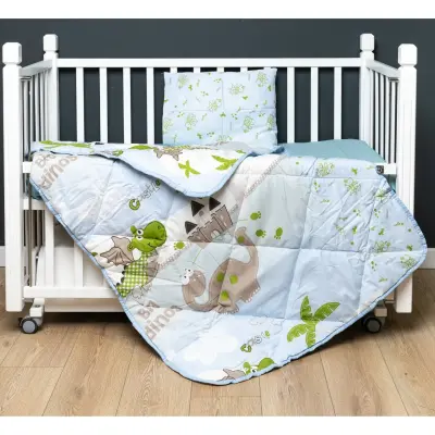 Kidboo Bebek Nevresim Seti Dino 3 Parça Çantalı 100X150