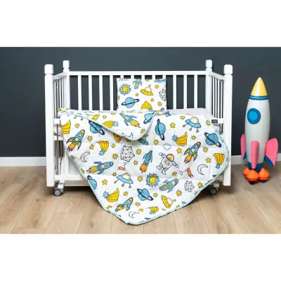 Kidboo Bebek Nevresim Seti Uzay 3 Parça Çantalı 100X150 - 4