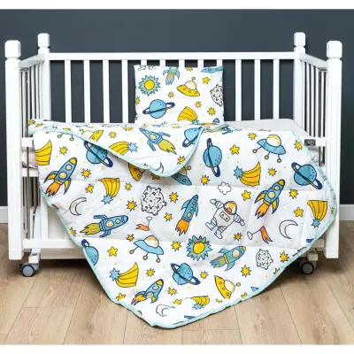 Kidboo Bebek Nevresim Seti Uzay 3 Parça Çantalı 100X150