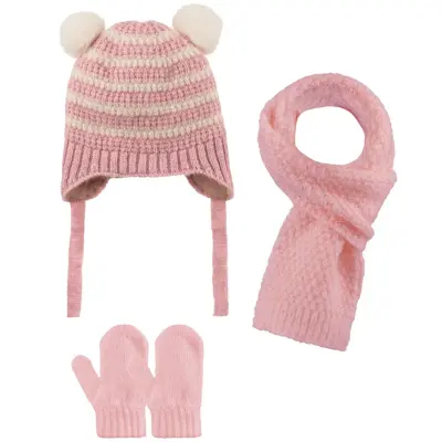 Kitti Eldiven Atkı Bere Takım 0-18 Ay Açık Pembe