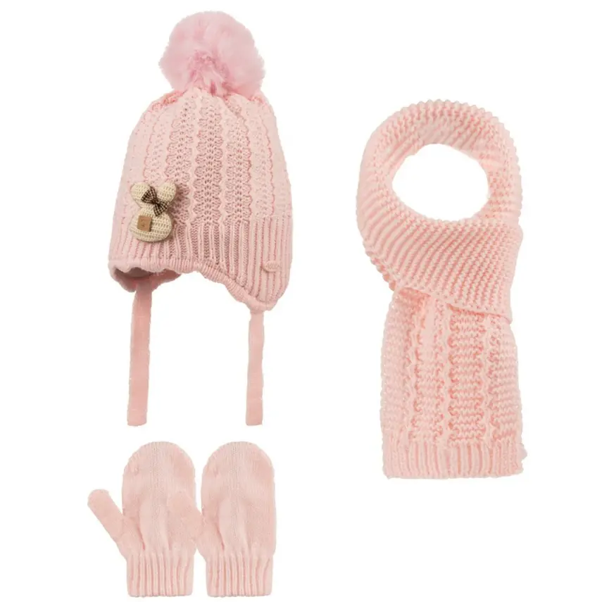 Kitti Eldiven Atkı Bere Takım 0-18 Ay Açık Pembe - 1