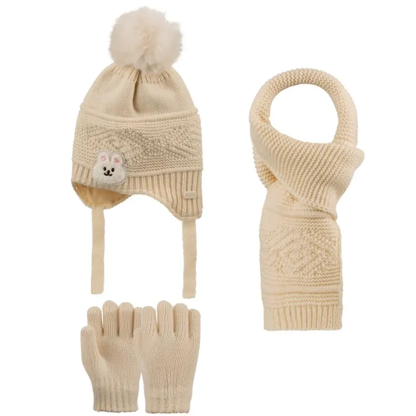 Kitti Eldiven Atkı Bere Takım 1-4 Yaş Ekru - 1