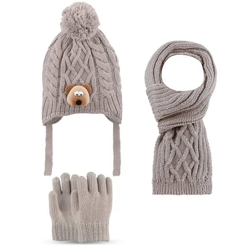 Kitti Eldiven Atkı Bere Takım 1-4 Yaş Gri  - 1