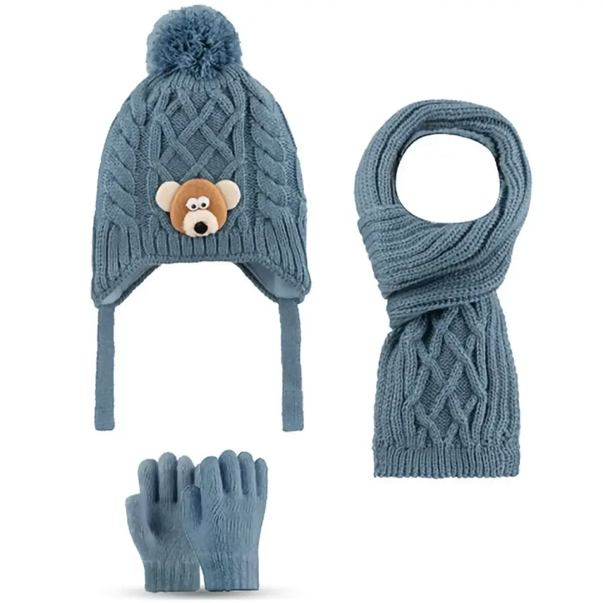 Kitti Eldiven Atkı Bere Takım 1-4 Yaş Havacı Mavi - 1