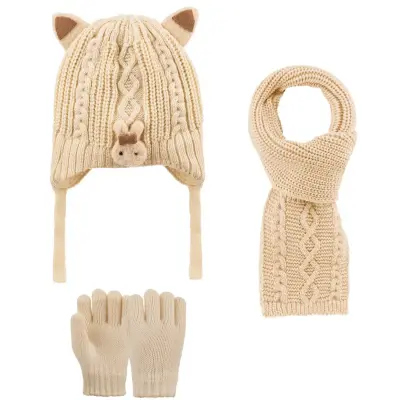 Kitti Eldiven Atkı Bere Takım 1-4 Yaş Krem