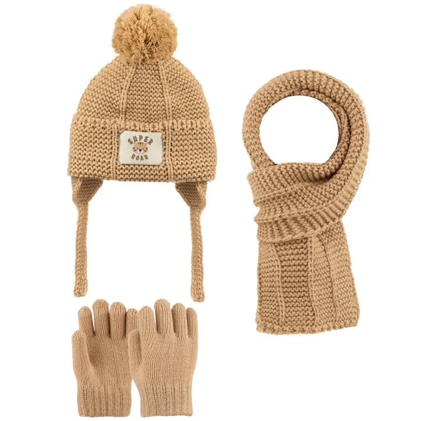 Kitti Eldiven Atkı Bere Takım 1-4 Yaş Orta Bej  - 1