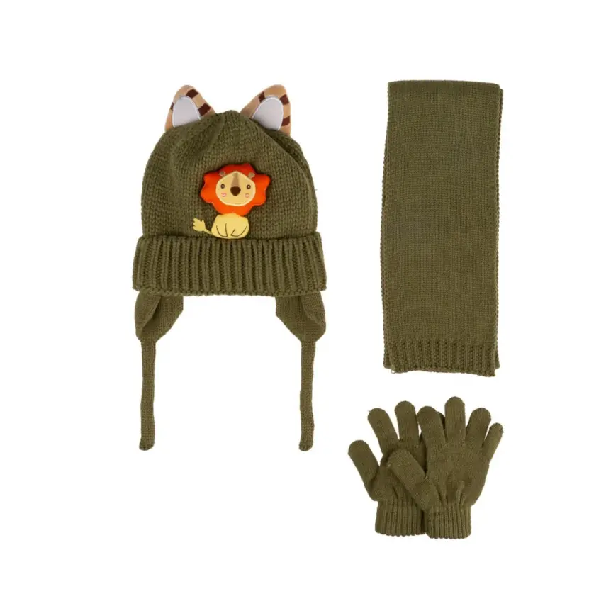 Kitti Erkek Çocuk Eldiven Atkı Bere Takım 1-4Yaş Yeşil - 1