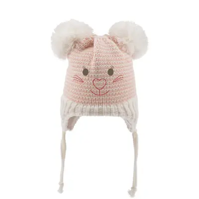 Kitti Kız Atkı Bere Eldiven Takım Krem - 4