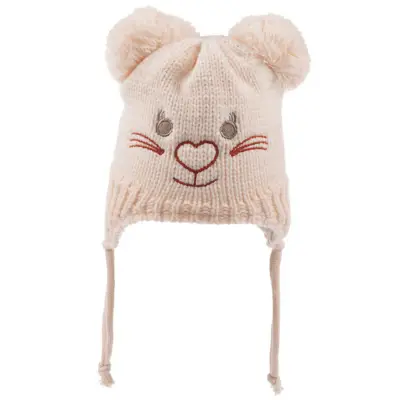 Kitti Kız Atkı Bere Eldiven Takım Pudra - 4