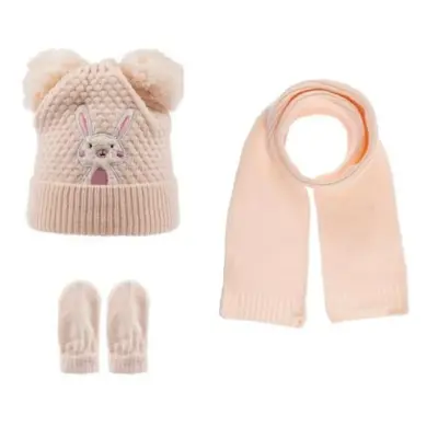 Kitti Kız Bebek Atkı Bere Eldiven Takım Gül Pembe
