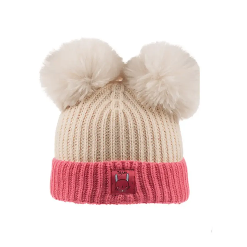 Kitti Kız Bebek Atkı Bere Eldiven Takım Koyu Pembe - 2