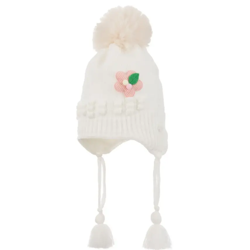 Kitti Kız Bebek Kulaklı Bere 1-4Yaş Krem  - 1