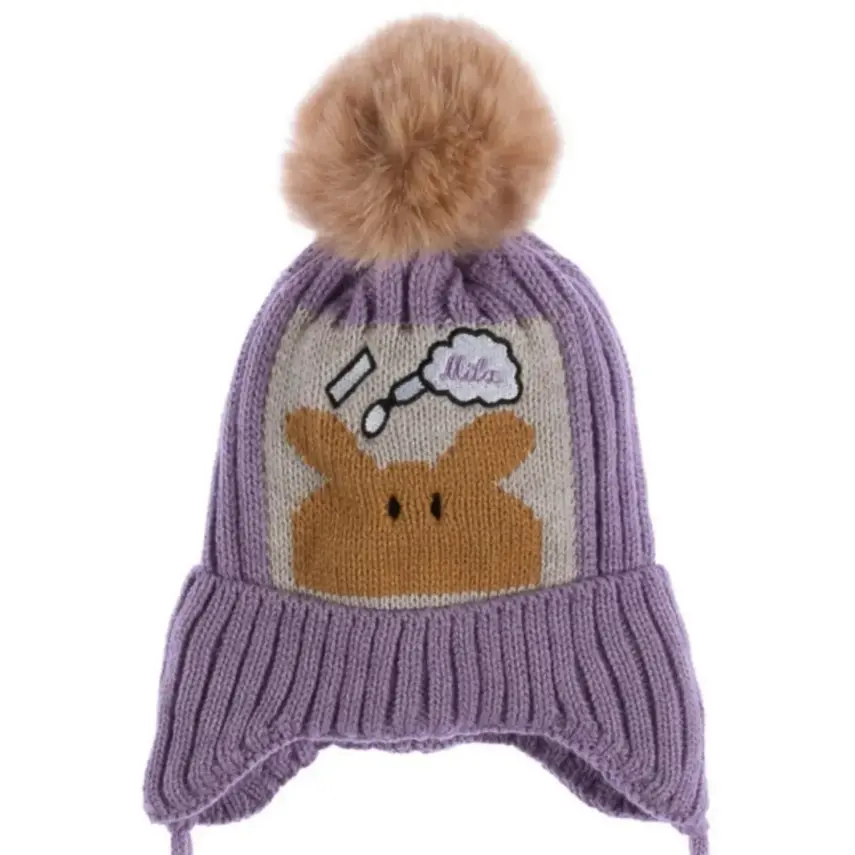 Kitti Kız Bebek Kulaklı Bere 1-4Yaş Lila  - 2