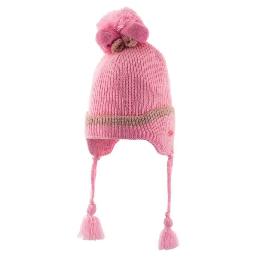 Kitti Kız Bebek Kulaklı Bere Pembe 1-4Yaş  - 3