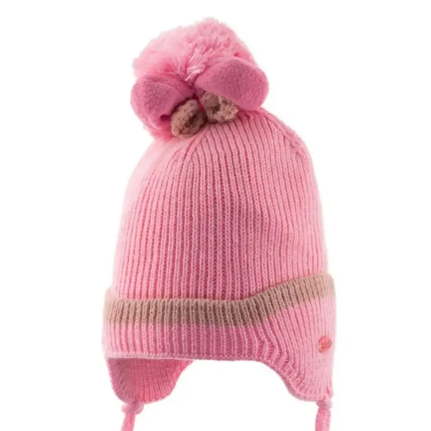 Kitti Kız Bebek Kulaklı Bere Pembe 1-4Yaş  - 4