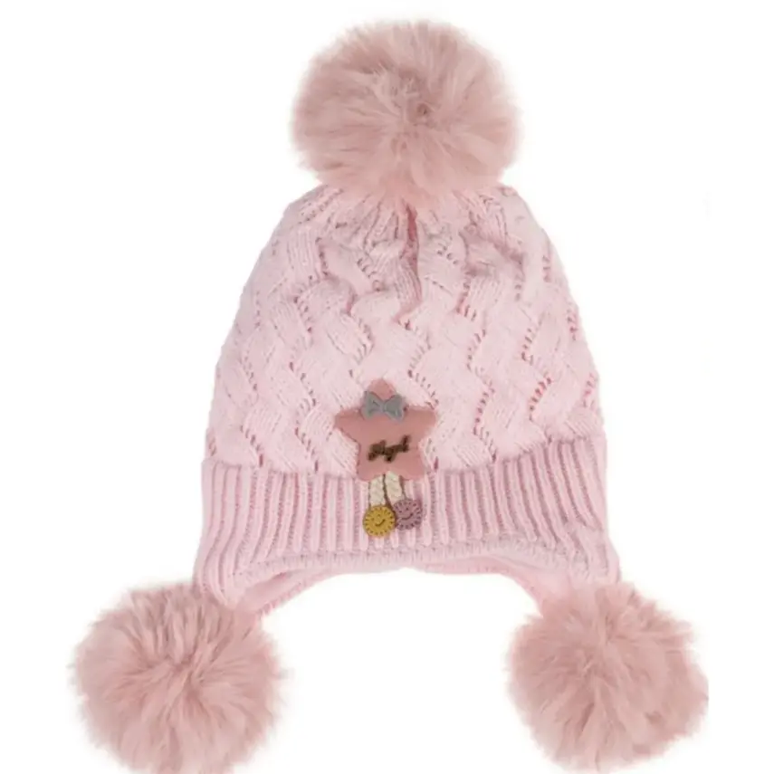 Kitti Kız Çocuk  Eldiven Atkı Bere Takım 1-4Yaş Açık Pembe - 3