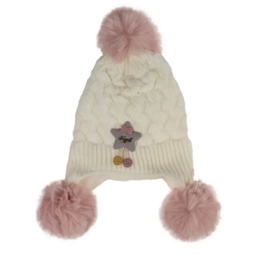 Kitti Kız Çocuk  Eldiven Atkı Bere Takım 1-4Yaş Krem  - 2