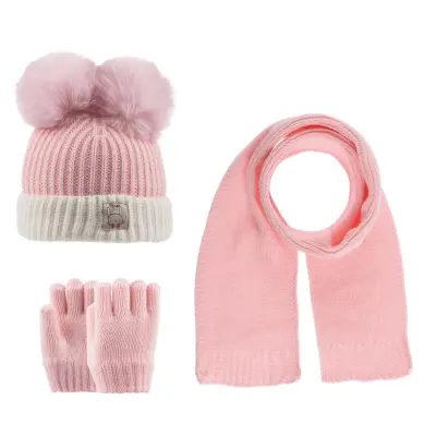 Kitti Unisex Bebek Atkı Bere Eldiven Takım Krem