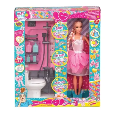 Klozetli Bebekli Banyo Set Oyuncak