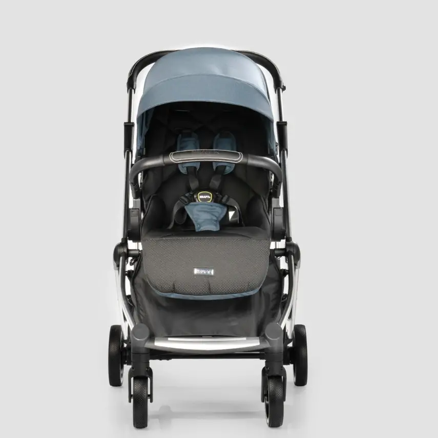 Kraft Kenya S Armor Plus Çift Yönlü Tek Elle Katlanabilir Kompakt Travel Sistem Bebek Arabası Blue - 36