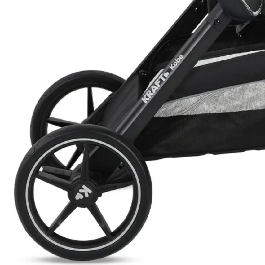 Kraft Kobe Çift Yönlü Doğumdan İtibaren 22 kg Taşıma 360° PU Tekerlek ile Mükemmel Manevra Sağlayan Bebek Arabası Black Green - 4