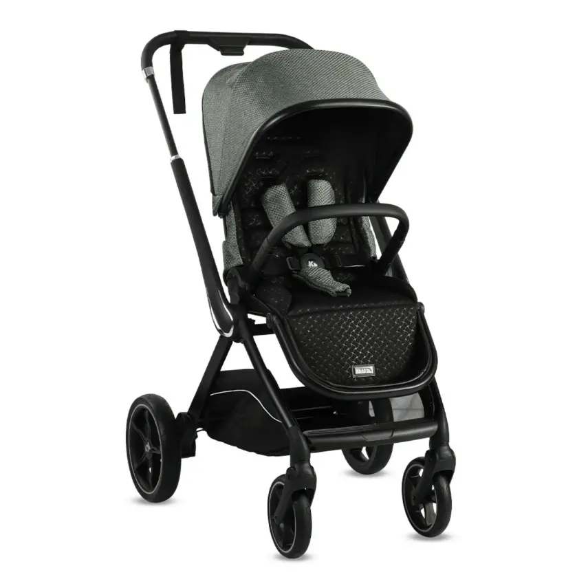 Kraft Kobe Çift Yönlü Doğumdan İtibaren 22 kg Taşıma 360° PU Tekerlek ile Mükemmel Manevra Sağlayan Bebek Arabası Black Green - 1