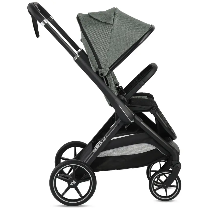 Kraft Kobe Çift Yönlü Doğumdan İtibaren 22 kg Taşıma 360° PU Tekerlek ile Mükemmel Manevra Sağlayan Bebek Arabası Black Green - 3