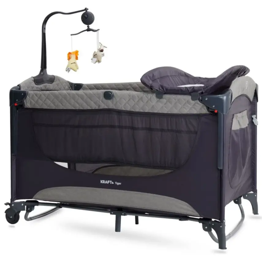 Kraft Oyuncaklı Dönenceli Tiger Anne Yanı Oyun Parkı 70X120 Cm Grey - 1