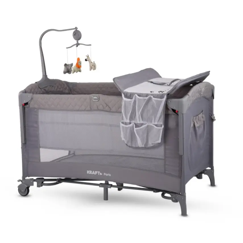 Kraft Paris Arakatlı Dönenceli Anne Yanı Oyun Parkı 70X120 Cm  Light Grey - 1