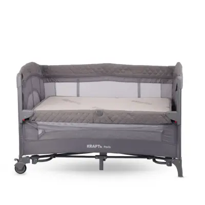 Kraft Paris Arakatlı Dönenceli Anne Yanı Oyun Parkı 70X120 Cm  Light Grey - 6