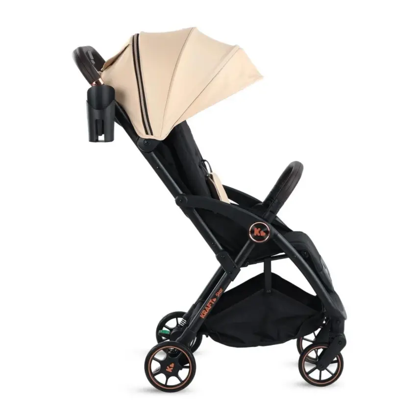 Kraft Star Tek Elle Katlanabilir Kompakt Kabin Bebek Arabası Beige - 3