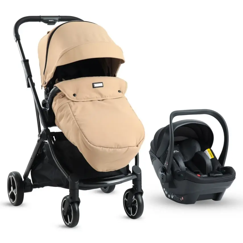 Kraft Viva I-Size Çift Yönlü Tek Elle Katlanabilir Travel Sistem Bebek Arabası Beige - 2
