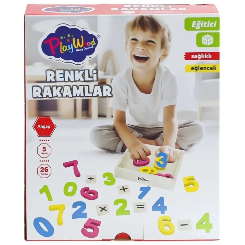 Kutuda 26 Parça Ahşap Kasalı Renkli Rakamlar - 1