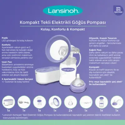 Lansinoh Kompakt Tekli Elektrikli Göğüs Pompası - 9