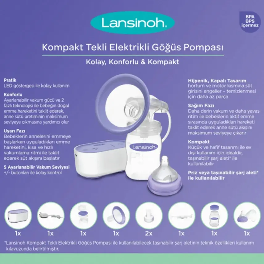 Lansinoh Kompakt Tekli Elektrikli Göğüs Pompası - 4