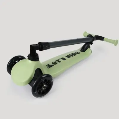 Let's Ride Işıklı Katlanabilir 3 Tekerlekli Scooter- Yeşil - 3