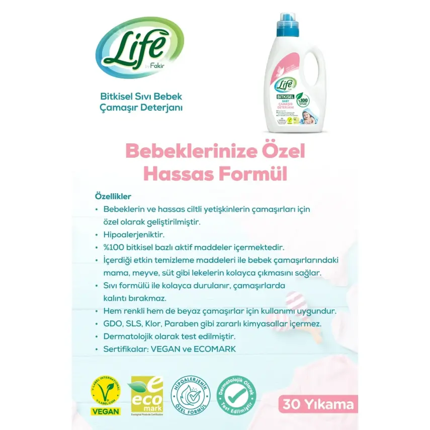Life by Fakir Baby Bitkisel Bazlı Sıvı Çamaşır Deterjanı 1500 ml - 8