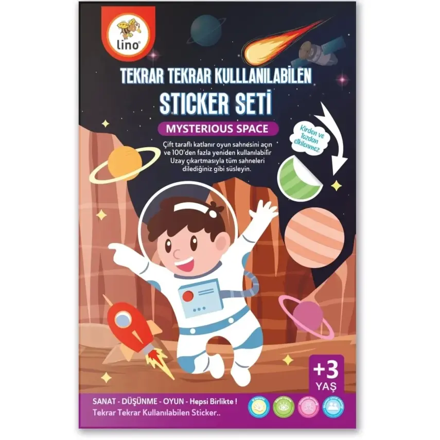 Lino Tekrar Tekrar Kullanılabilen Stıcker Seti Space - 1
