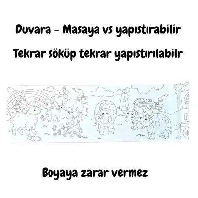 Lino Yapışkanlı Boyama Rulosu Farm 86X20 Cm - 2